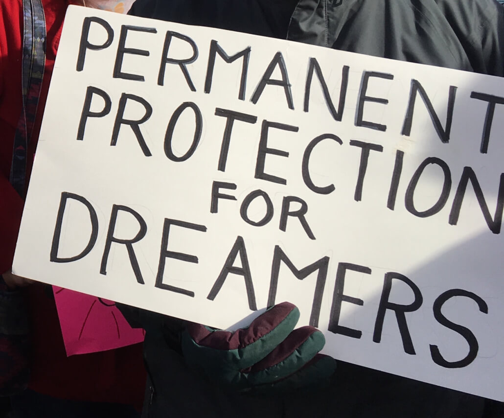Rally sign: permanent protection for dreamers.