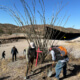 Volunteers planting a cross on the U.S.-Mexico border memorializing migrants who died.