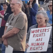 Scene from May Day 2025 rally in Poughkeepsie.