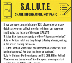 Advice on reporting ICE sightings in Ulster County