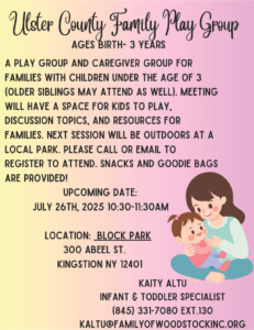Flyer announcing bilingual play group, July 26