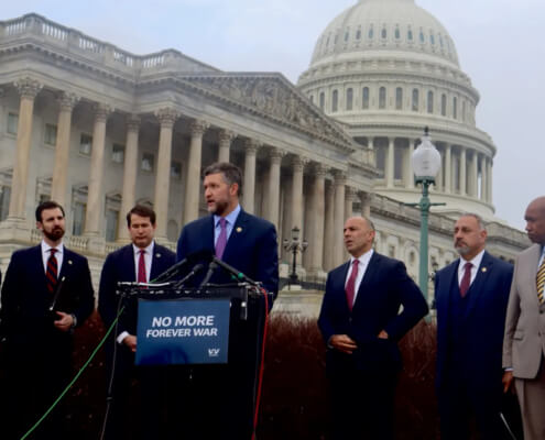 U.S. Rep. Pat Ryan, with other members of Congress who are veterans, speaks during a press conference at the U.S. Capitol in Washington, D.C., on March 4. (Photo to the Freeman courtesy of Ryan’s office)