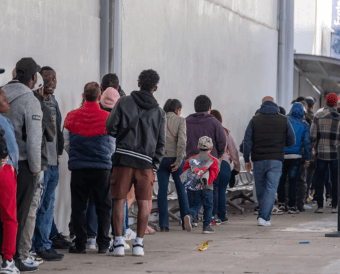 Asylum seekers queue at the entrance of Mexico's Refugee Help Commission and UNHCR offices in Tijuana, Mexico on January 24, 2025. Guillermo Arias/AFP via Getty Images Asylum seekers queue at the entrance of Mexico's Refugee Help Commission and UNHCR offices in Tijuana, Mexico on January 24, 2025. Guillermo Arias/AFP via Getty Images