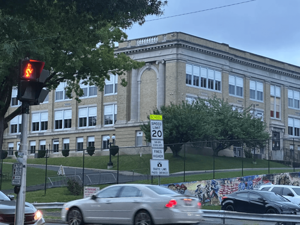 DFN-L-KHS Camera sign on Broadway in front of Kingston High School.